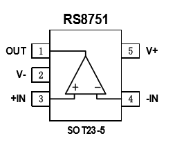 高速運算放大器RS 8751封裝腳位定義圖 高速運算放大器RS 8751封裝腳位定義圖